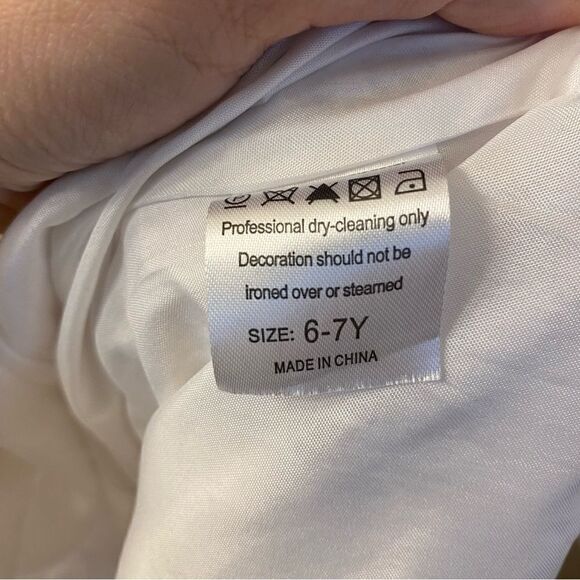 Girls long sleeve white lace dress-6/7yr - Picture 7 of 8